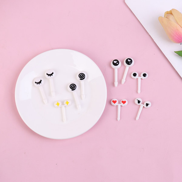 10 kpl/ set Mini e Cartoon Eyes Kawaii Lunch Bento Box Fruit Pi onesize