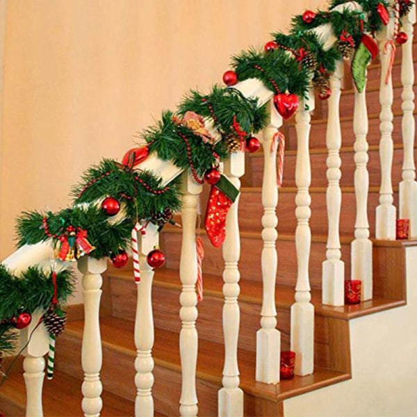 5,5 M fyrretræ rattan vinstokke julevedhæng dekoration ornamenter X Green 5.3m