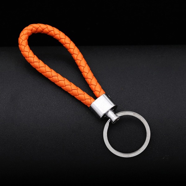 Håndlavet læder reb nøglering bil nøgle kæde taske vedhæng adgang Orange orange
