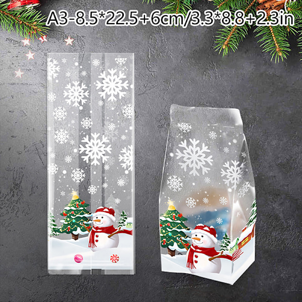 50Pcs Christmas Snowman Plastic Gifts Bags Candy Cookie Baking A3