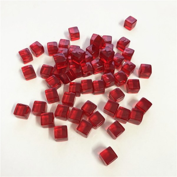 50 stk/sæt 8 mm klar terning Farverig krystal firkantet hjørne Transpa Red 50pcs