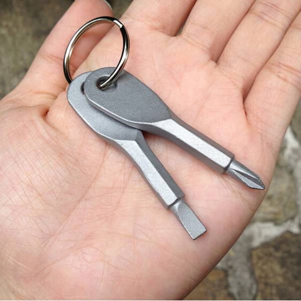 2 avainta ruostumaton avaimenperä set EDC Outdoor Multifun 黑色