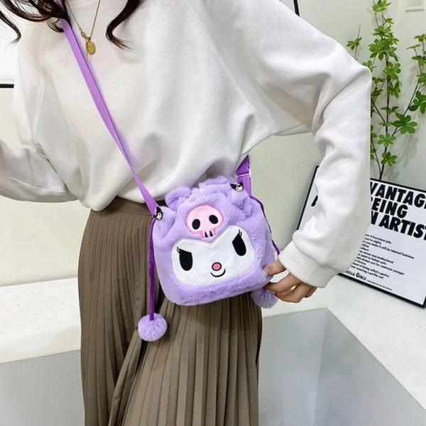 Plysch Kawaii Shoulder Crossbody Bag Plysch Kvinnor Tecknad Presenter Purple onesize