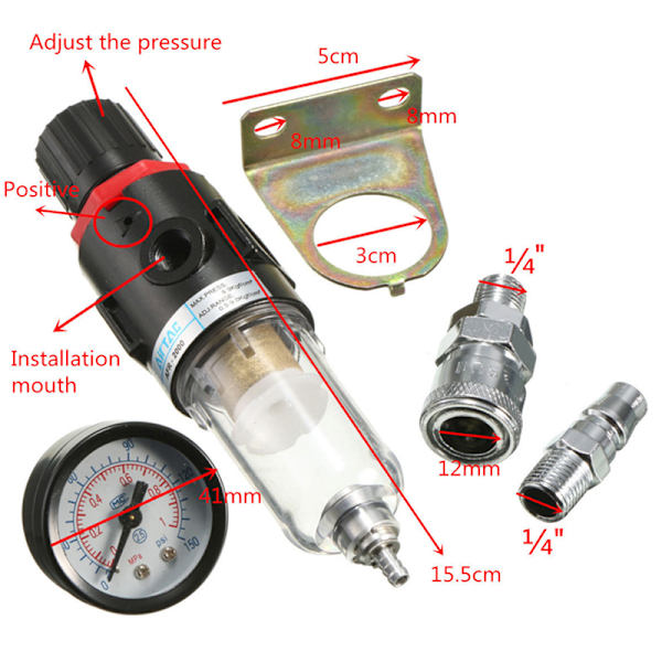 1/4'''''''' Ilmakompressorisuodatin Vedenerotin Trap Tools Ki Black