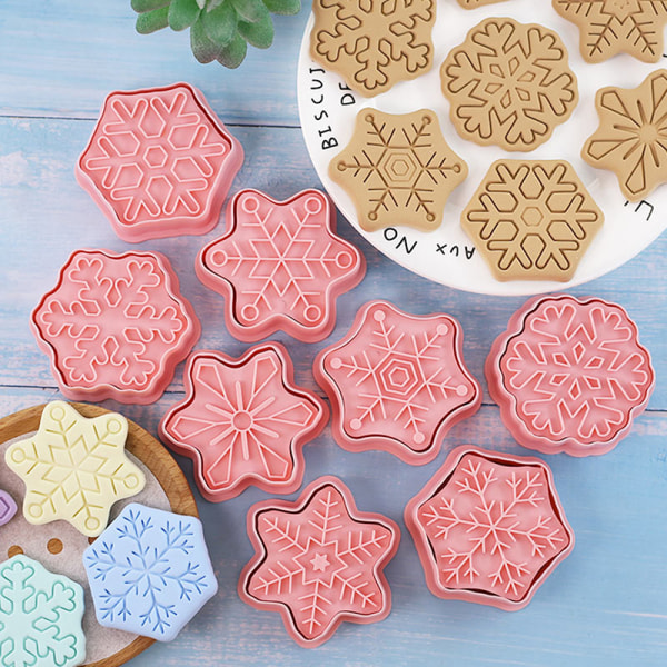 8 kpl Snowflake Shape Cookie ters Muovinen mold Fondant C one size