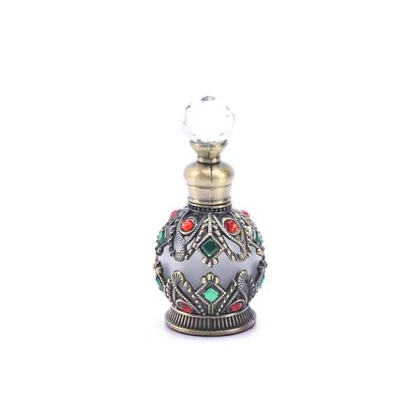 1X vintage metall parfymflaska arabisk stil tom påfyllningsbar Bronze 15ml