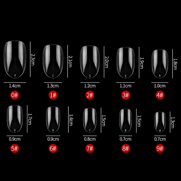 500 stk Short Ellipse Full Cover False Nail Tips Akryl Gel Ma Transparent 500Pcs