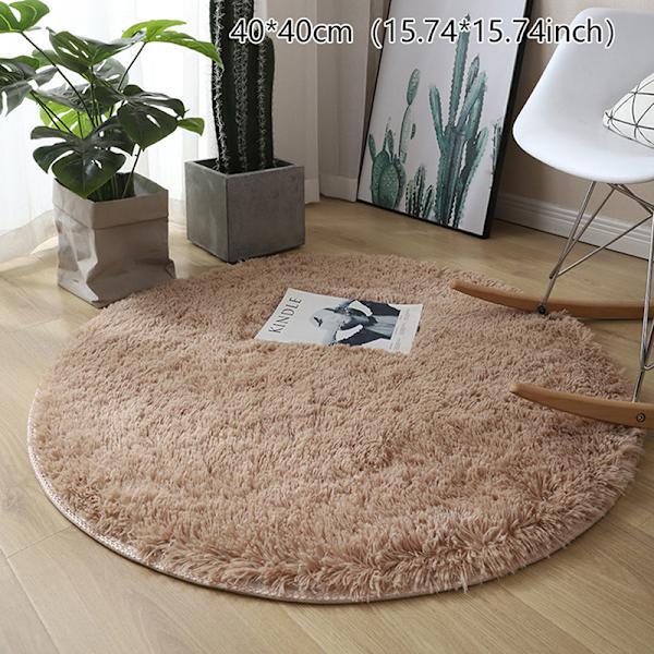 Fluffy Ullteppe Stue Tepper Fuskepels Rund Mat Barnerom Beige 40*40cm