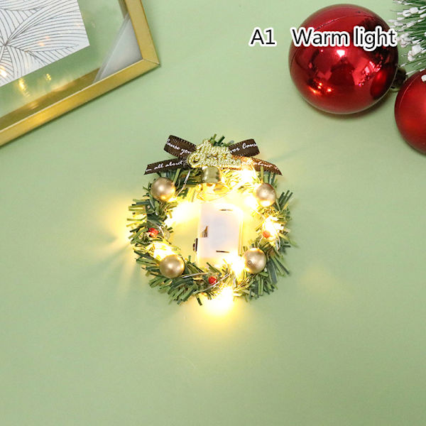 1:12 1/6 dukkehus Miniature juleguirlande med lette dukker A1 Onesize