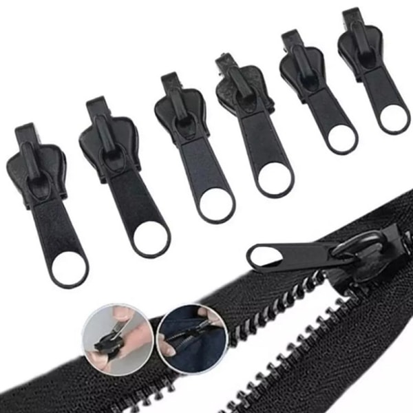 12 stk 3 størrelser Universal Instant Fix Zipper Repair Kit Replaceme Silver onesize