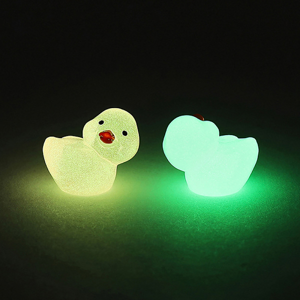 10 Stk Mini Luminous Resin Ducks Glow In The Dark Miniature Orna Multicolor A