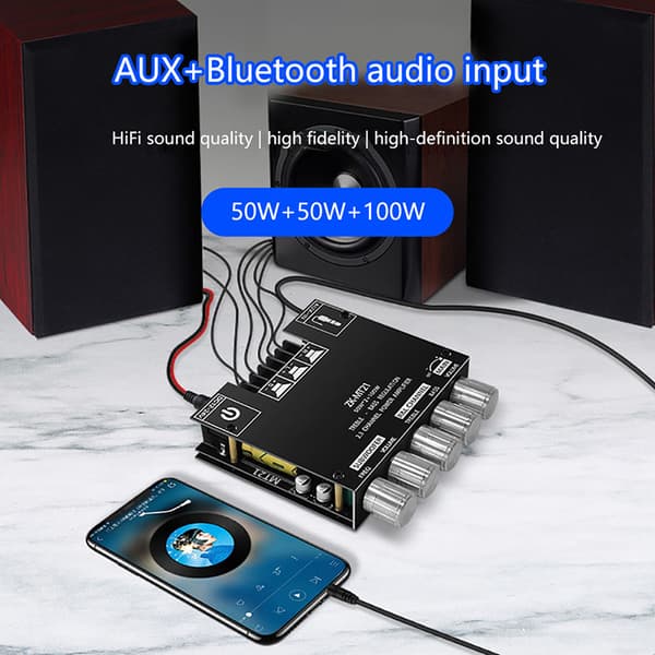 1Pc ZK-MT21 2x50W+100W 2.1-kanals Bluetooth 5.0 Subwoofer Digi Black 1pc