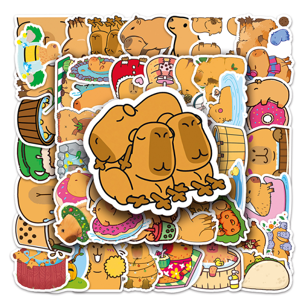 50 stk tegneserie Capybara-klistermærker og vandtæt dyreklistermærke Sui Colorful onesize