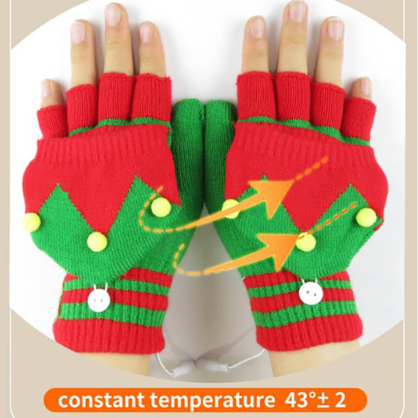 Juleelektriske opvarmede handsker Genopladelig USB-håndvarmer H C Onesize