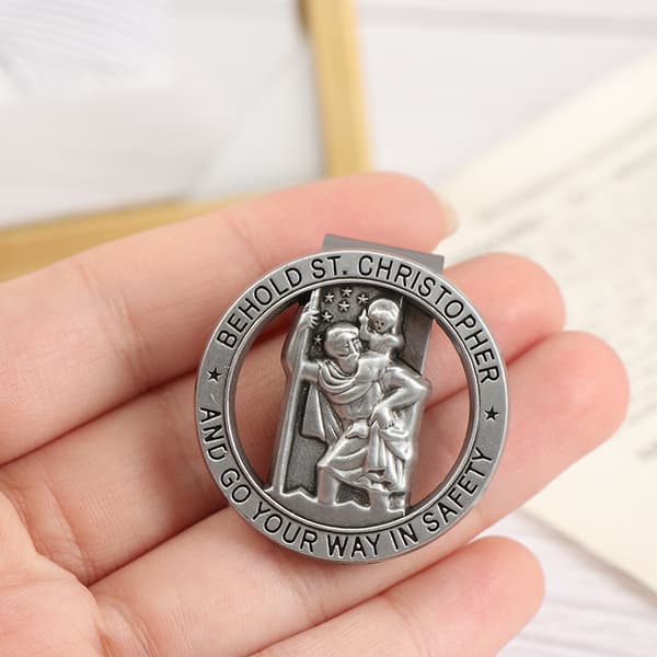 St Christopher Medal Car Saint Christopher Visir Clip Auto Sun Onesize