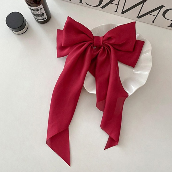 Bow Ribbon Hiusneula Päähineet Yksinkertainen Elegant Satin Spring Clip Fi Black ONESIZE