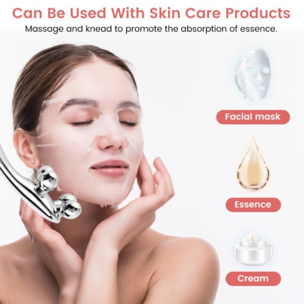 4D Facial Body V Roller Massager Ansiktslyftande verktyg Kroppsformning Silver onesize