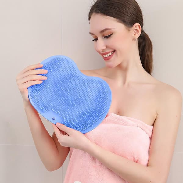 Dusjfotskrubbermatte Ryggvasker Eksfolierende Badepute blue