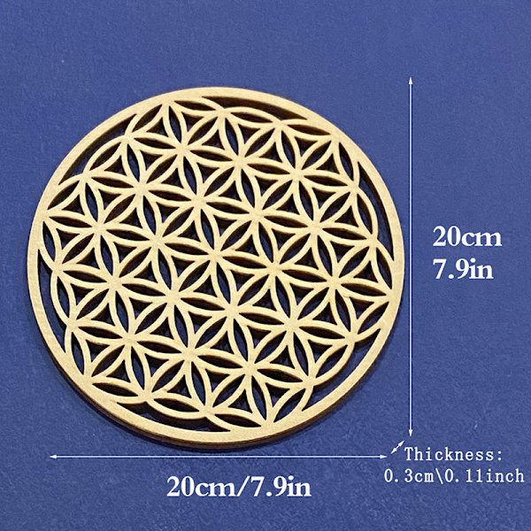 1 PC Chakra Flower of life Naturligt Symbol Træ Rund Kant Circle Yellow 20cm