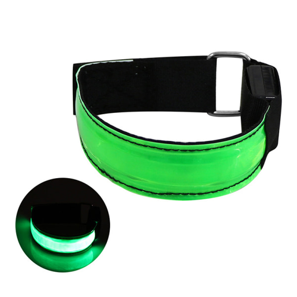 1-pakkaus LED heijastava rannekoru nylon säädettävä käsivarsinauha Luminou green One size