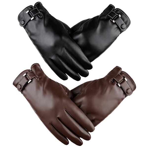 Talvinaiset nahkakäsineet, täyspitkät, moottoripyöräilyyn, lämpimät ja kosketusnäyttökelpoiset Black one size