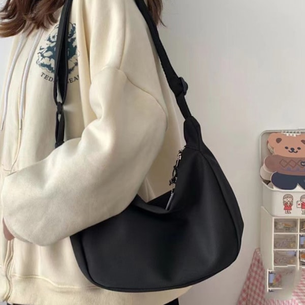 Harajuku e Canvas Casual skoleveske for tenåringer Estetisk Søt mes Black A2