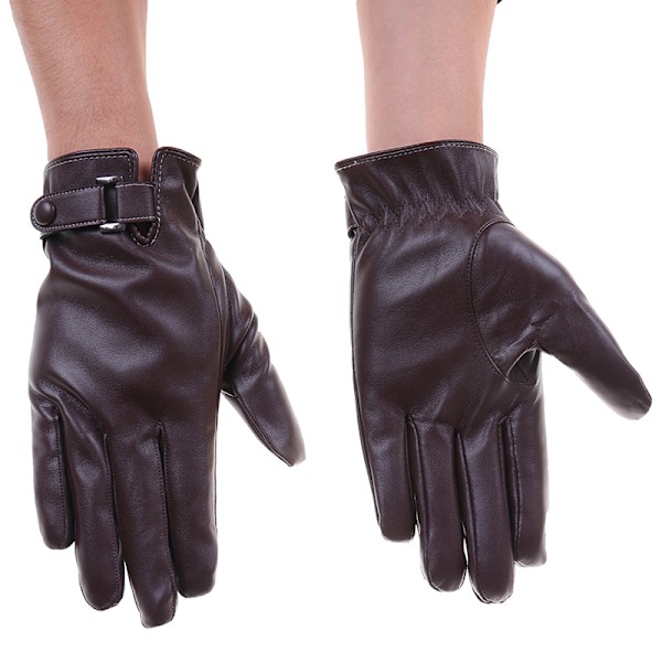 Vinterläderhandskar Hel Finger Motorcykelkörning Varm Touch Black one size