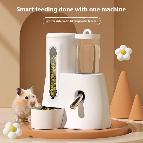 2-i-1 Hamster Foder- og Vandautomat Automatisk Foder- Vanddispenser A2