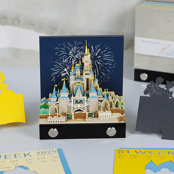 Time Piece Kalender 2026 Skrivebordskalender med LED-lys 3D Riv-av A