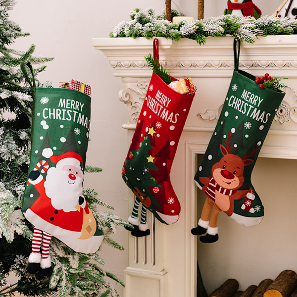 Julgransstrumpor med Godispåsar för Hantverk till Jul 款式3