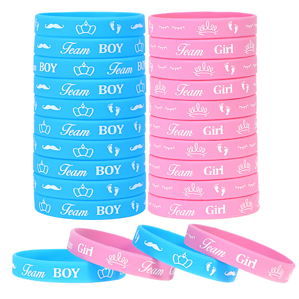 36 kpl Gender Reveal Rannekorut Team Boy Silikoni rannekkeet Team A Onesize