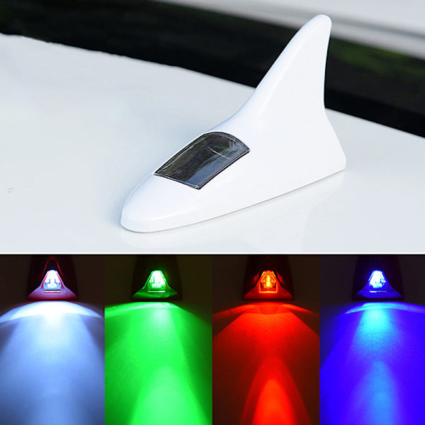 Universal LED Light Car Shark Fin Antenne med Solenergi Aut Blue Onesize