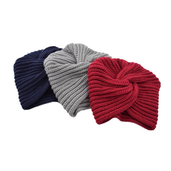 Strikket turban lue for kvinner Bohemia Cashmere Cross Wrap Head Woo Khaki One size
