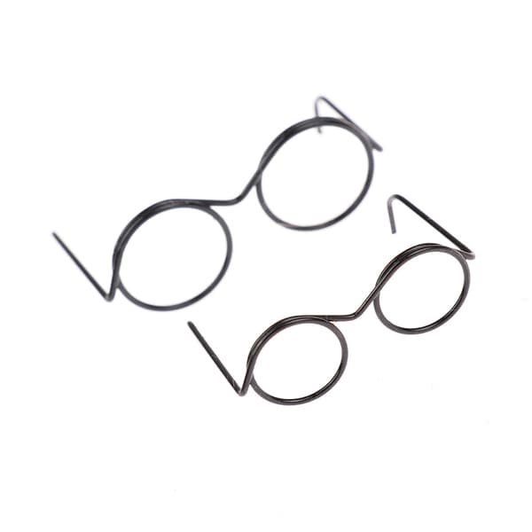 10 kpl muoti pyöreä kehys linssitön Retro Cool Doll lasit Black S