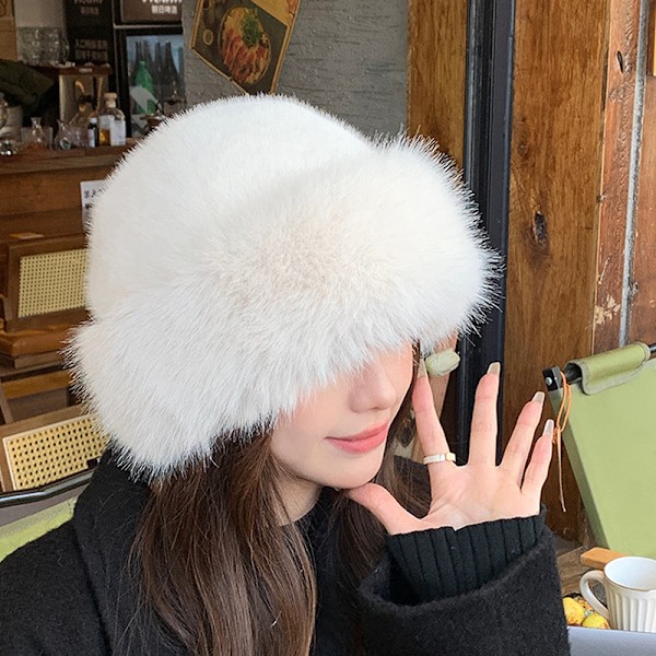 Fluffy Faux Fur Bucket Hat for Kvinner - Luksuriøs, Plysj Fiskerhatt Pink