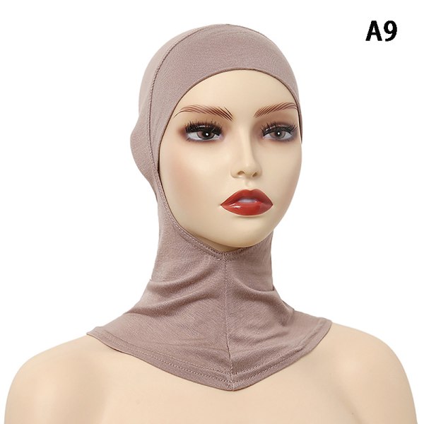 Ensfarget underskjerf Hijab Cap Justerbar Stretchy Turban Ful A9 ONESIZE