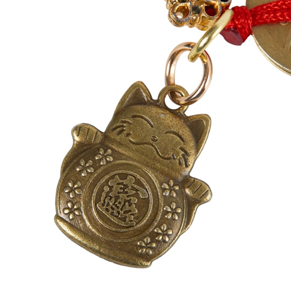 Lucky Cat Five Emperor Coin Brass Keychain Pendants e Animal Ha one size