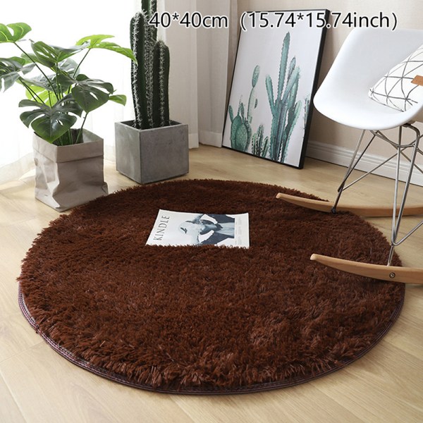 Fluffy Ullteppe Stue Tepper Fuskepels Rund Mat Barnerom Coffee 40*40cm