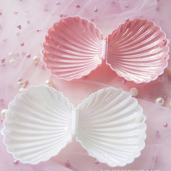 Shell Ring Halsband Örhängen Smycken Förvaring Organizer Box Case Pink 10cm