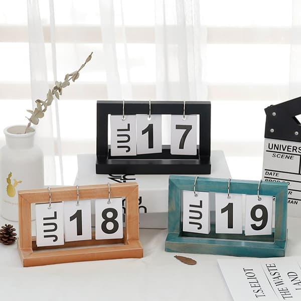 Minimalistisk Stil Vardagsrums Kontors Dekoration Träkalender Blue