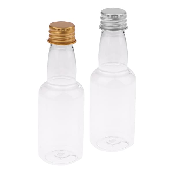 10 st 50 ml klara PET återfyllningsbara små vinflaskor med läckagesäker Silver