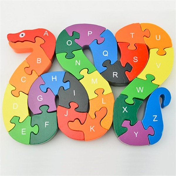 26 stk alfabet træpuslespil puslespil børn nummerblok førskole