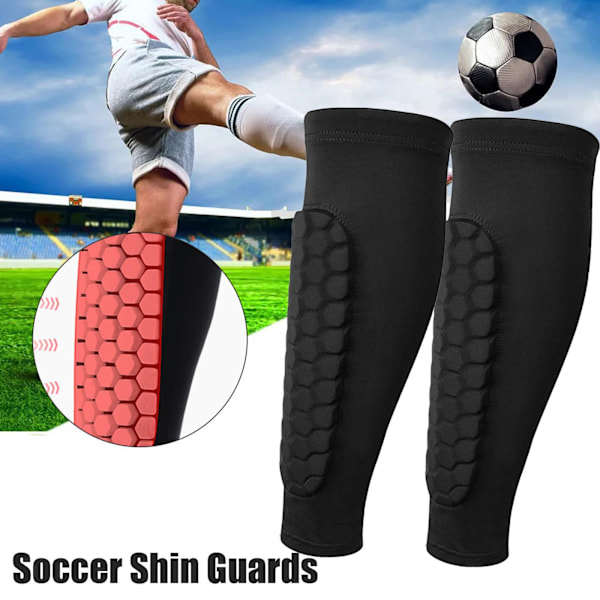 1 stk Honeycomb Soccer Shin Guards Football Shields Sports Leggin Black XL