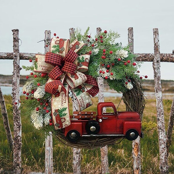 Christmas Red Truck Christmas Wreath Farmhouse Red Truck Wreath A6 one size