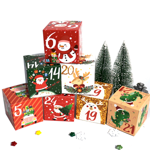 Joulun adventtikalenterilaatikot 24 päivän laatikot Paperi-adventtimaakunta Multicolor one size