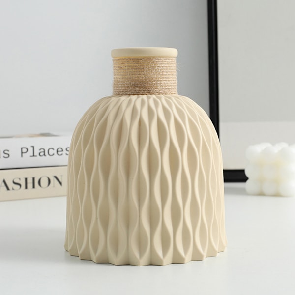 1 stk. Vandbølge Plastik Vase Bølge Blomsterpotte Skrivebords Dekoration Beige