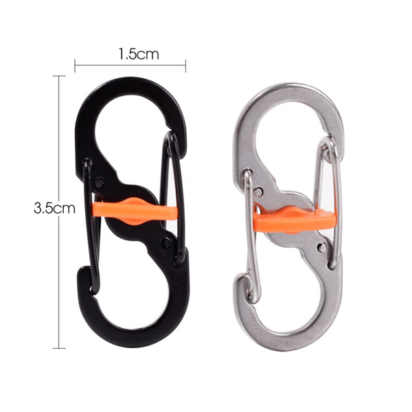 5 st Outdoor Camping S Typ Karbinhake med Lås Mini Nyckelring H Black one size