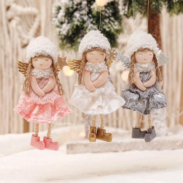 3 Stk julepynt Angel Blonder Doll Anheng Xmas Tree Hang Pink ONESIZE