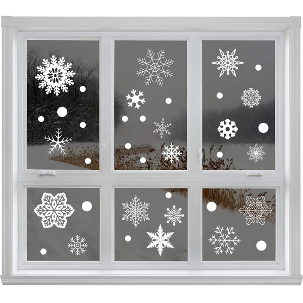 Jul 37stk Glitter Snowflake Clings Vinduesfilm Glas Stik White 37pc