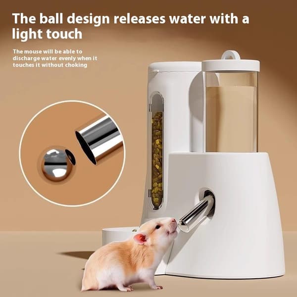 2-i-1 Hamster Foder- og Vandautomat Automatisk Foder- Vanddispenser A2